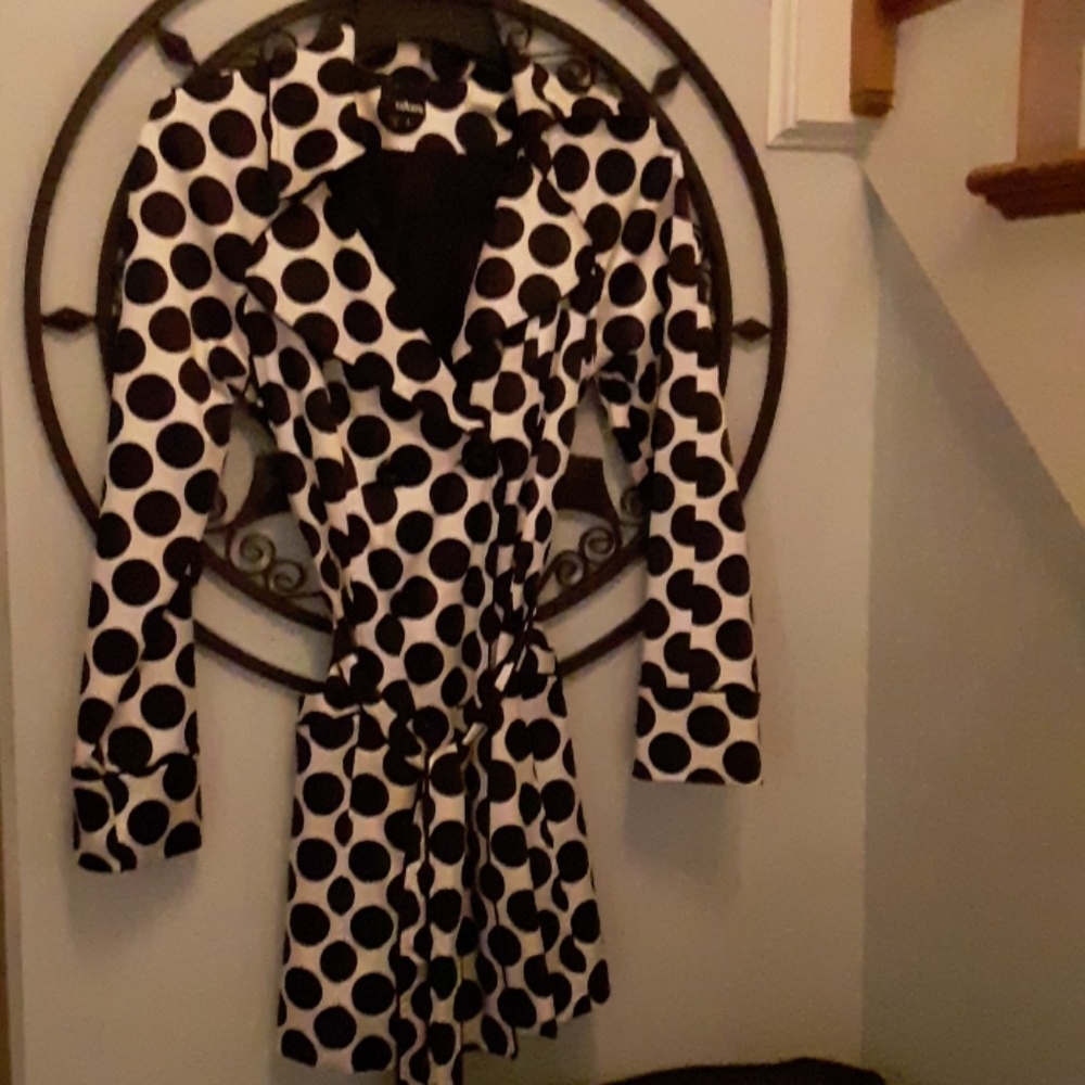 Takara large polka dot satin trench coat